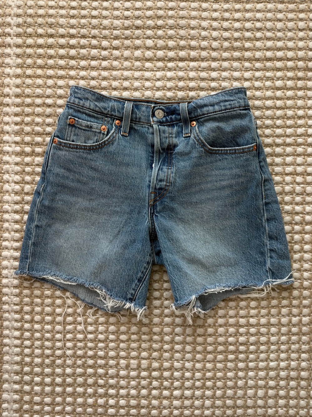Levi's Medium Blue Cutoff Denim Shorts